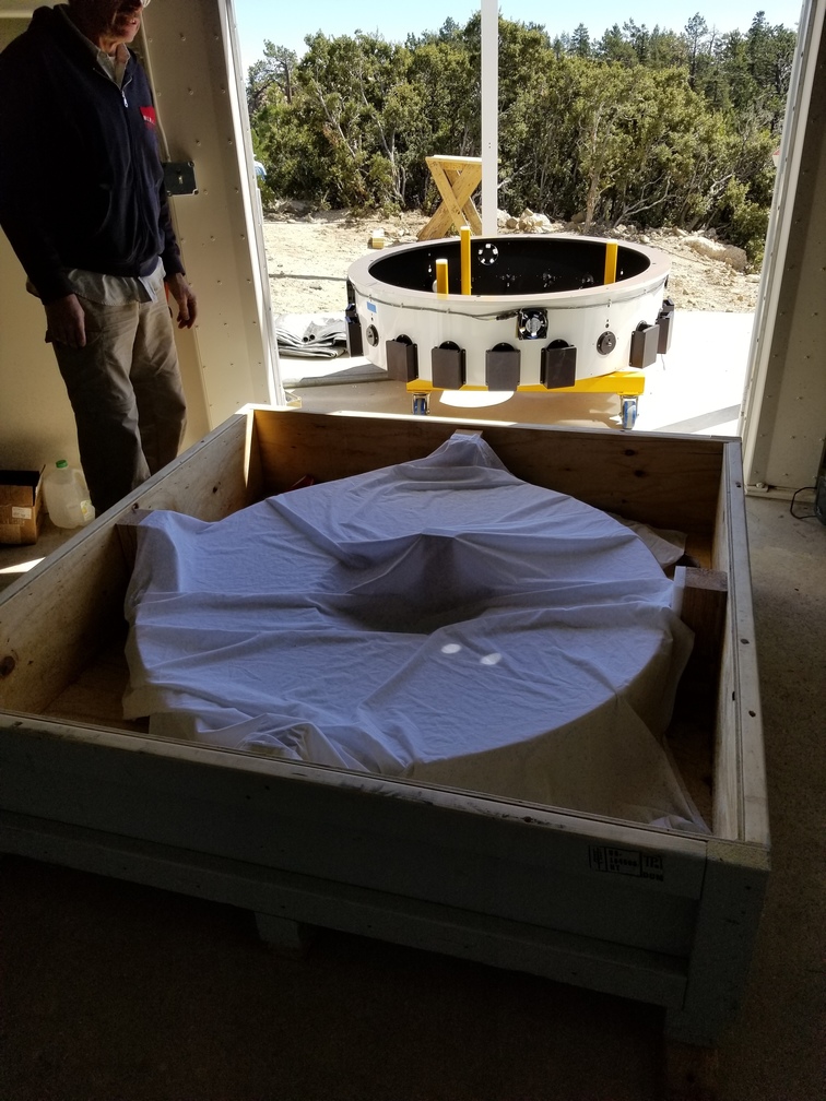 Installation of first primary mirror into mirror cell